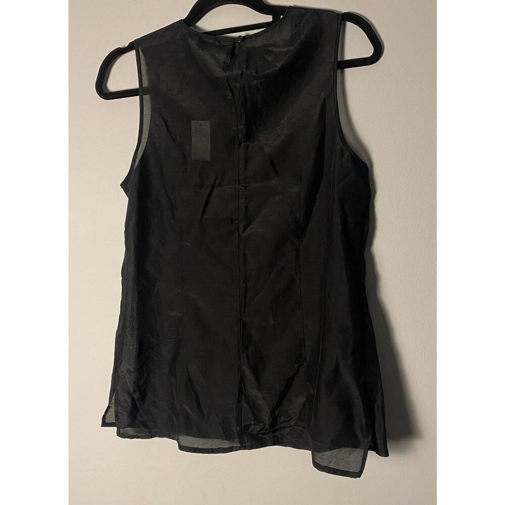 GAP Women S Cotton Silk Sheer Sleeveless Blouse Top Tank Ruffle Appliqué Bib NWT - Picture 2 of 5